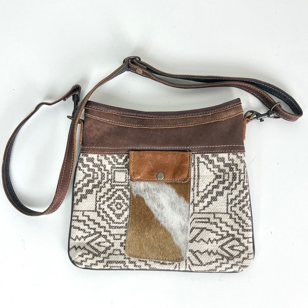 Myra Bag Crossbody with Rustic Leather Calf Hair Accents Country Western Bag